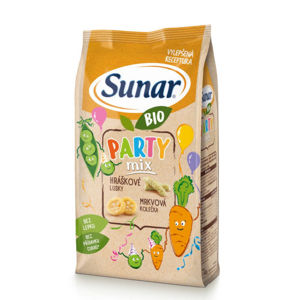 Sunar BIO Party mix, hráškové a mrkvové dětské křupky 45 g