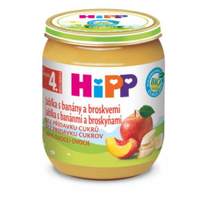HiPP OVOCE BIO Jablka s banány a broskvemi 125g - balení 6 ks