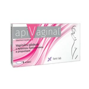 Apivaginal Vaginální globule s kyselinou hyaluronovou a propolisem 5ks - II. jakost