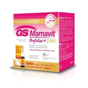 GS Mamavit Prefolin + DHA 30 tablet + 30 kapslí + dárek GS Vitamin D3 400IU kapky 10,8 ml - II. jakost