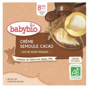 BABYBIO kravské mléko-krupice-kakao 8m+ 4x85g