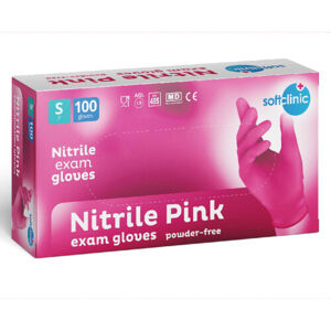 SOFTCLINIC Nitril rukavice vyšetřovací nepudrované růžové S 100ks - II. jakost
