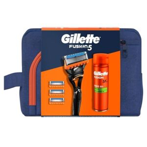 Gillette dárková sada pro muže Fusion5 holicí strojek, 3 hlavice a gel