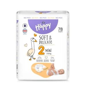 Happy Soft&Delicate 2 dětské pleny 3-6kg 78ks - II. jakost