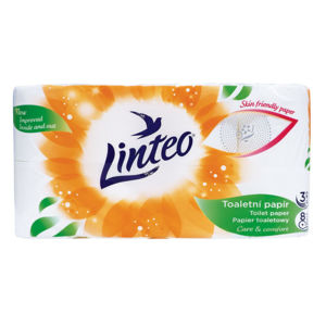 Toaletní papír LINTEO 3-vrstvý bílý 8 rolí - II. jakost