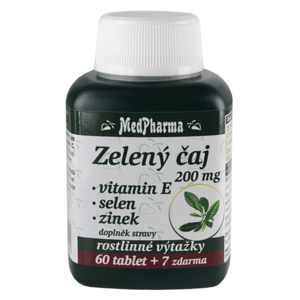 MedPharma Zelený čaj 200mg Vitamín E + Selen + Zinek 67 tablet