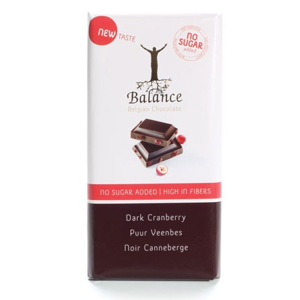 Balance Hořká čokoláda s brusinkami bez cukru 85g - II. jakost