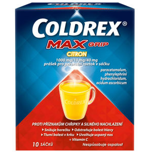 COLDREX MAXGRIP CITRON 1000MG/10MG/40MG perorální prášek pro roztok v sáčku 10 I